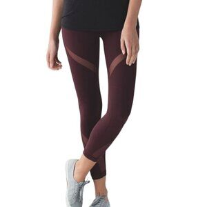 LULULEMON High Times Pant (Wrap Mesh) Mid Rise Activewear Bordeaux Drama Red 6
